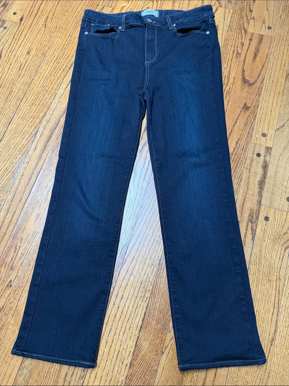 Paige sz 32 Dark Denim Jeans - Hoxton Straight - great for work fall w stretch